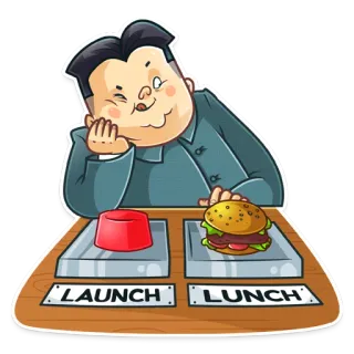😋 Kim Jong-Un LAUNCH kim jong-un, launch, lunch, north korea, nuclear, cartoon, political satire telegram sticker