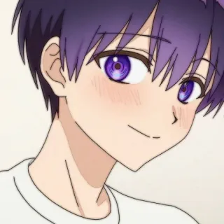 🍪 anime, anak laki-laki, rambut ungu, kartun telegram sticker
