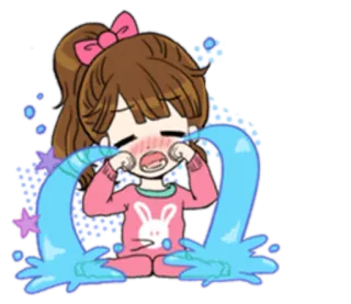 😭 khóc, buồn, cô gái, hoạt hình, cảm xúc, nước mắt, kawaii telegram sticker