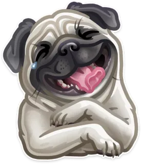 🐶 퍼그, 개, 동물, 귀여운, 만화, 행복한 telegram sticker