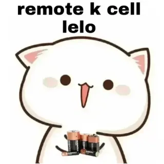 😋 remote k cell
lelo gato, batería, gracioso, meme, dibujo animado whatsapp sticker
