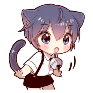🍓 Anime, Gato, Garoto gato, Chibi, Fofo, Kawaii telegram sticker