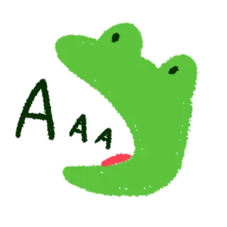 🤬 Aaaa rana, verde, cartone animato, animale, bocca, urlante, espressione whatsapp sticker