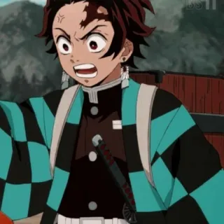 🌓 Tanjiro Kamado Demon Slayer Аниме, Клинок, рассекающий демонов, Тандзиро, Персонаж, Злой, Драка telegram sticker