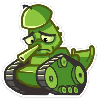 😔 tank, kendaraan militer, kartun, sedih whatsapp sticker