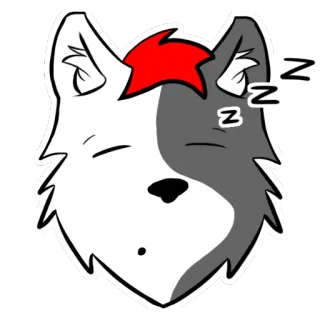 😴 волк, спящий, мультик, животное, пушистый telegram sticker