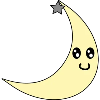 🌛 luna, estrella, lindo, celestial, kawaii telegram sticker