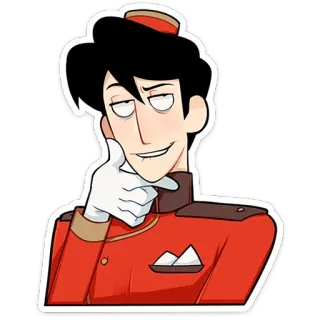 🤔 bellhop, hotel, concierge, service, red uniform, cartoon character telegram sticker
