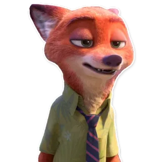 😀 Nick Wilde Zootopia zorro, animal, personaje, dibujos animados, animado, zootopia, nick wilde telegram sticker