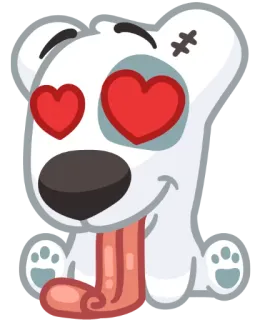 😜 kartun, anjing, mata hati, imut, cinta whatsapp sticker