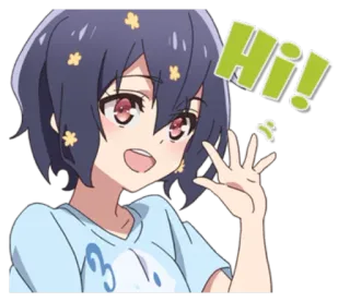 👋 Hi! Аниме, Мультфильм, Приветствие, Веселый, Милый, Девочка, Привет telegram sticker