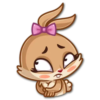 🙏 coelho, coelhinho, desenho animado, animal, adesivo, fofo, laço, triste telegram sticker