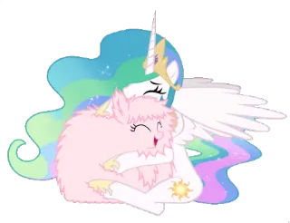 ☀ Princess Celestia My Little Pony kucyk, kreskówka, przyjaźń, Celestia, przytulanie, słodkie telegram sticker