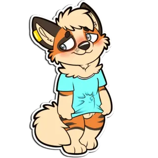 😳 furry, anthro, cute, fox, shy, blushing, cartoon, animal telegram sticker