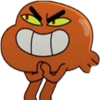 😈 Darwin Watterson The Amazing World of Gumball dessin animé, animé, maléfique, complot, poisson, orange, méchant, série animée telegram sticker