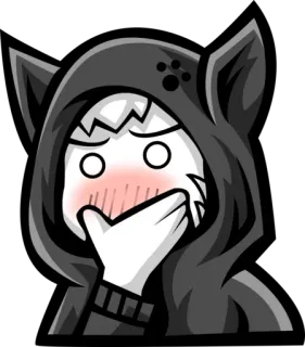 😳 аниме, смущенный, милый, краснеть, толстовка, кошачьи уши, чиби telegram sticker