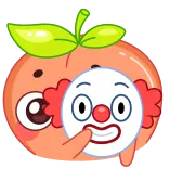 🤡 Payaso, Melocotón, Divertido, Dibujo animado, Emoji, Pegatina whatsapp sticker