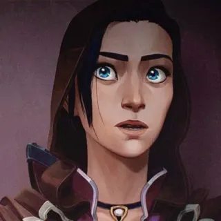 😧 Caitlyn Kiramman Arcane woman, portrait, animation, blue eyes, dark hair telegram sticker