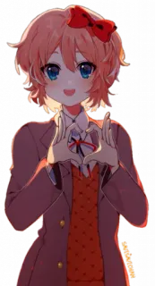 🧡 Sayori Doki Doki Literature Club! anime, fofo, coração, Doki Doki Literature Club!, Sayori, garota telegram sticker