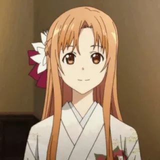 🧡 Asuna Yuuki Sword Art Online アニメ, キャラクター, 女の子, 笑顔, フレンドリー, ポートレート telegram sticker
