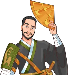🤝 Самурай, Вентилятор, Меч, Биткойн, Броня telegram sticker