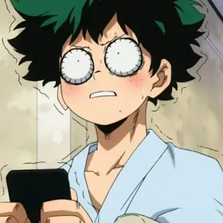🎭 Izuku Midoriya My Hero Academia Аниме, Моя геройская академия, Изуку Мидория, Деку, в шоке whatsapp sticker