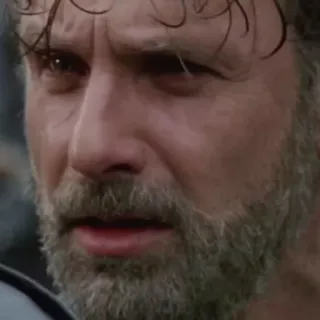 😾 Rick Grimes The Walking Dead tv show, walking dead, rick grimes, distressed, sad, close-up telegram sticker