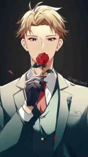 🌹 Loid Forger Spy × Family 动漫, 间谍过家家, 劳埃德·福杰, 玫瑰, 西装, 角色, 卡通 telegram sticker