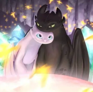 🌟 Toothless How to Train Your Dragon dragones, dibujos animados, animales, furia nocturna, furia luminosa telegram sticker