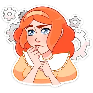 🤔 여자, 생각, 기어, 만화, 스티커, 애니메이션 telegram sticker