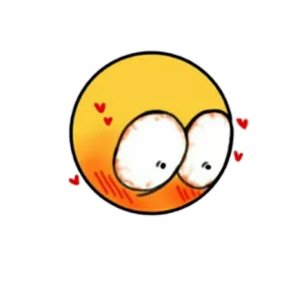 😯 emoji, amore, cartoni animati, faccia, espressione, cuori telegram sticker