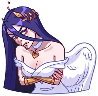 😡 angel, character, wings, woman, necklace, cartoon, illustration telegram sticker