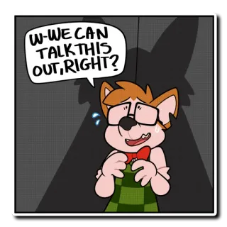 😅 U-WE CAN TALK THIS OUT, RIGHT? Dibujo animado, Miedo, Hablar, Nervioso, Peludo telegram sticker