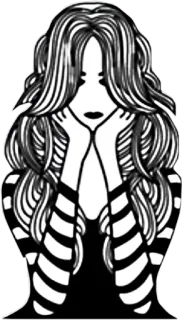 😕 vrouw, gothic, skelet, botten, verdrietig, kapsel, mode telegram sticker