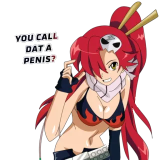 🍆 Yoko Littner Tengen Toppa Gurren Lagann YOU CALL DAT A PENIS? anime, redhead, yoko, gurren lagann, lewd telegram sticker
