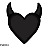 🖤 coeur, diable, cornes, amour, noir telegram sticker