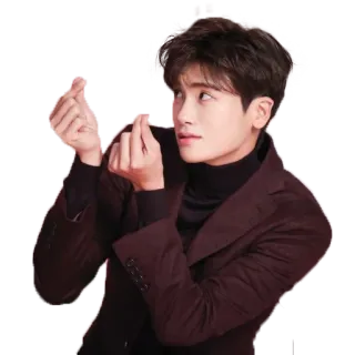 ❤️ uomo, coreano, attore, ritratto, cuore con le dita, maschio telegram sticker