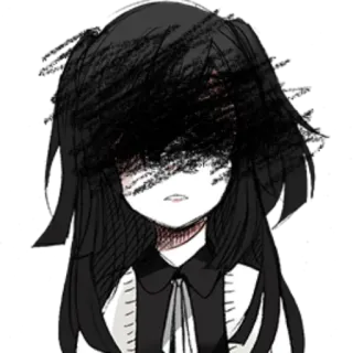 🖤 anime, horror, dark, black and white, creepy, psychological telegram sticker