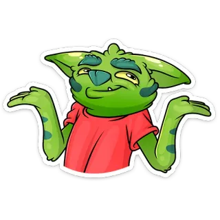 🤷‍♂️ duende, monstro, verde, criatura, desenho animado, fantasia, caprichoso whatsapp sticker