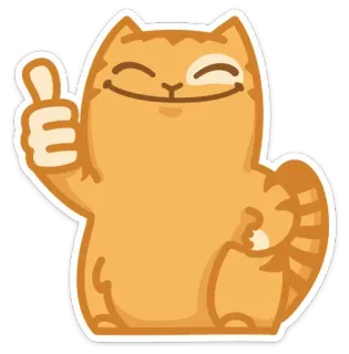 👍 gato, joinha, fofo, animal, adesivo, laranja, feliz telegram sticker