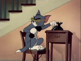 📞 Tom Cat Tom and Jerry cartoon, cat, telephone, glasses, calling telegram sticker