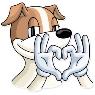 ❤️ anjing, tangan, hati, kartun, hewan, stiker whatsapp sticker