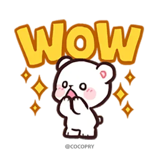 😳 WOW wow, mignon, ours, excité whatsapp sticker