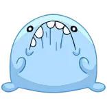 😬 Blob, Occhi sporgenti, Bava, Blu, Cartone animato, Carino telegram sticker