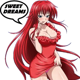 😴 SWEET DREAMS anime, woman, red hair, dress telegram sticker