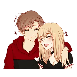 👩‍❤‍👨 anime, cartoon, couple, love, hug telegram sticker