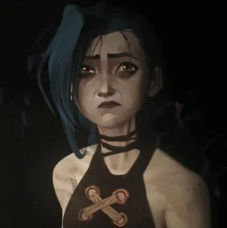 ✖ Jinx Arcane Jinx, Arcane, League of Legends, personaggio, triste telegram sticker