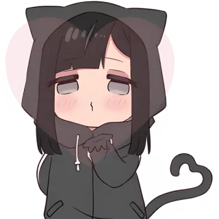 😘 猫, 女の子, アニメ, かわいい, パーカー, 猫耳, 可愛い whatsapp sticker