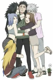 🍭 anime, cartoon, group hug, characters telegram sticker