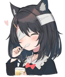 🥰 chica anime, chica gato, linda, vendaje, dulce telegram sticker